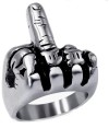 Unisex Middle Finger Ring Biker Stainless Steel Ring Sizes 8 - 20