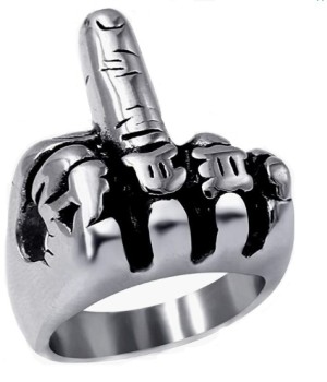 Unisex Middle Finger Ring Biker Stainless Steel Ring Sizes 8 - 20 Unisex Middle Finger Ring Biker Stainless Steel Ring Sizes 8 - 20 - Product Image