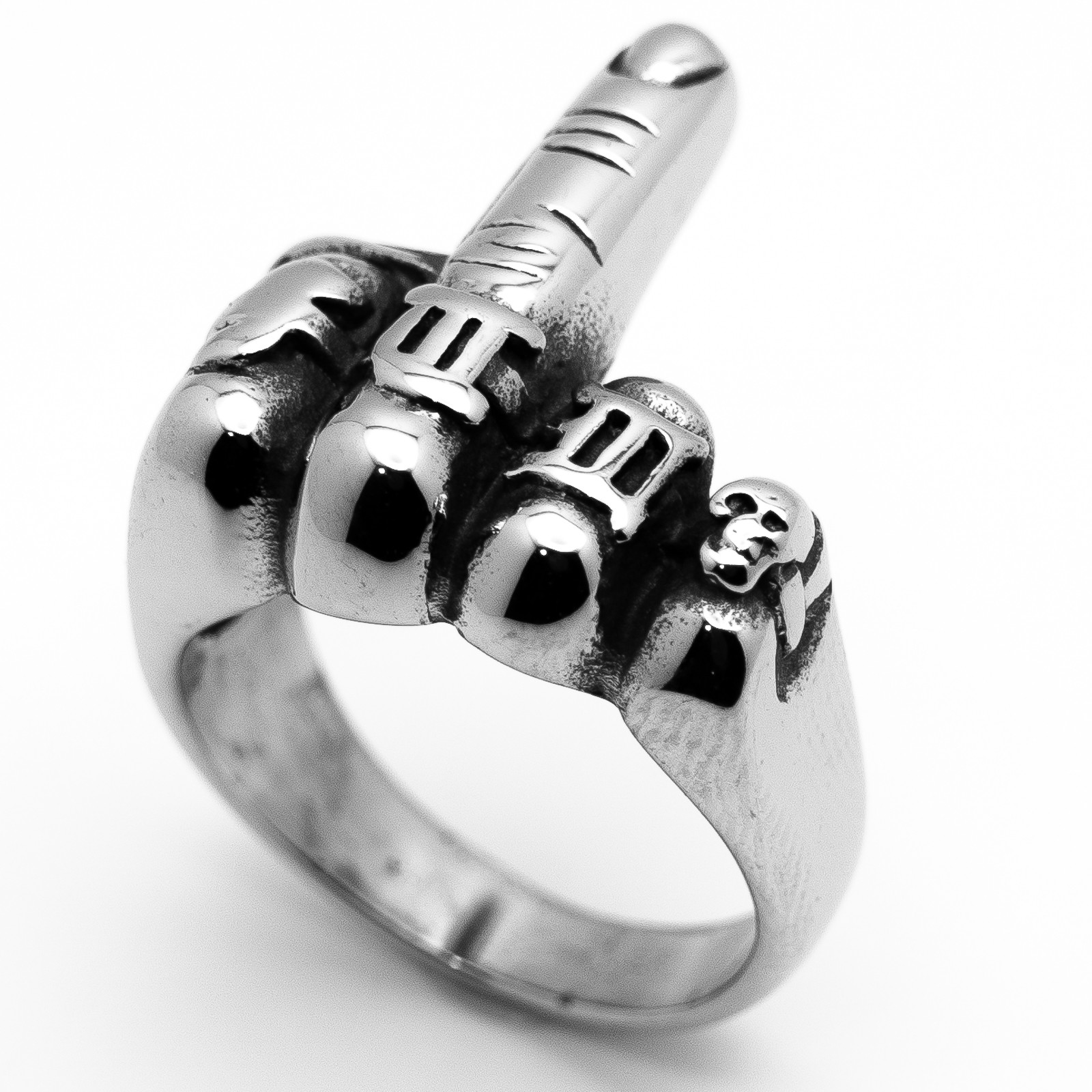 Unisex Middle Finger Ring Biker Stainless Steel Ring Sizes 8 - 20