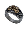 Unisex Motorcycle on Wings Ring Two Tone Biker Stainless Steel Sizes 7-15