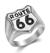 Unisex "Route 66" Signet Ring Biker Stainless Steel Ring Sizes 8-13