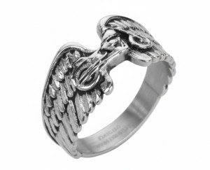 Unisex Small Motorcycle Wings Ring Lady Biker Stainless Steel Sizes 5 - 10 - Product Image