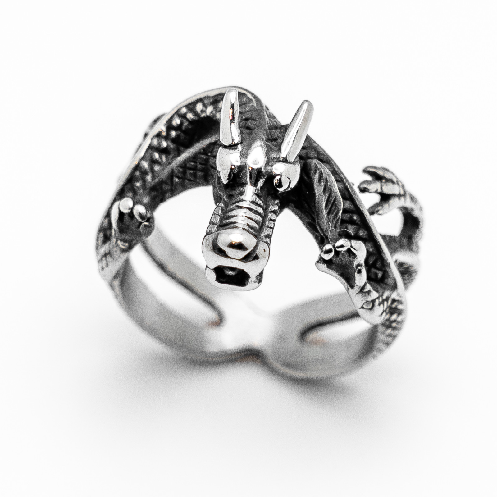 Unisex 3-D Dragon Ring Biker Stainless Steel Ring Sizes 8-16
