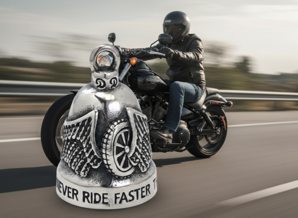 Winged Wheel Motorcycle Ride Bell Stainless Steel 