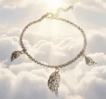Women's Angel Wing Adjustable Charm Bracelet - Stainless Steel Biker Jewelry with Crystal Accents
