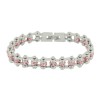 Women's Birth Stone October Bike Chain Bracelet Pink Tourmaline 