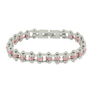 Women's Birth Stone October Bike Chain Bracelet Pink Tourmaline Women's Birth Stone October Bike Chain Bracelet Pink Tourmaline - Product Image